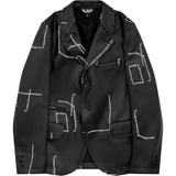 Black CDG Jacket mit aufgedruckten Ziernähten