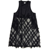 Black CDG Polyester Taft und Rüschen Kleid