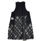 Black CDG Polyester Taft und Rüschen Kleid