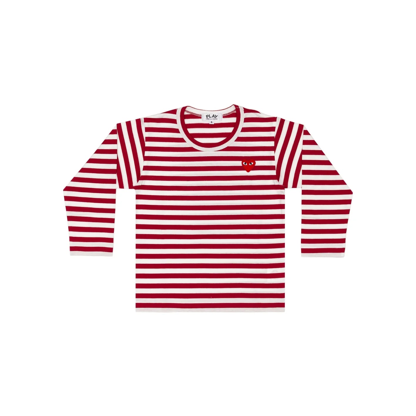 Play Comme des Garcons Kids Striped Red Heart Long sleeved T shirt