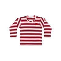 Play Comme des Garçons Kids Striped Longsleeve - Red / Red Heart Emblem