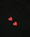 Play Comme des Garçons Quadruple Hearts Print Langarm T-shirt - Schwarz
