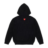 Play Comme des Garçons Reißverschluß Hoodie mit rotem Herz auf dem Rücken - Schwarz