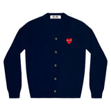 Play Comme des Garçons Men´s Cardigan - Navy / Red Heart Emblem