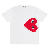 Play Comme des Garçons T-shirt - Red Side Heart on White