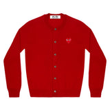 Play Comme des Garçons Crewneck Cardigan - Red / Red Heart