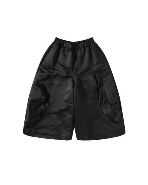 Black CDG Polyester Satin Shorts