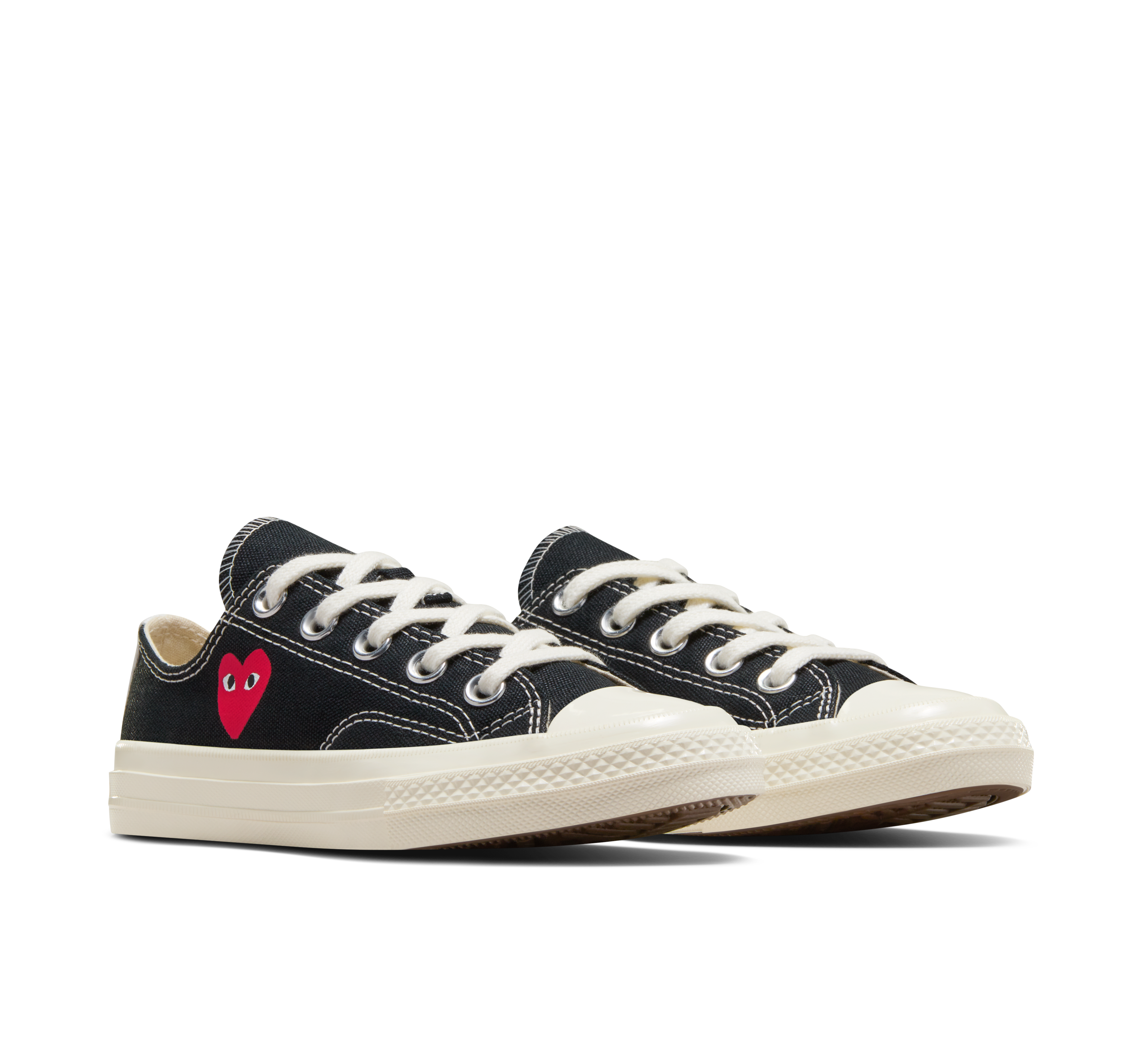 Black and white converse with red heart on sale