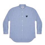 Play Comme des Garçons Hemd - Blau-Weiß gestreift / Schwarzes Herz
