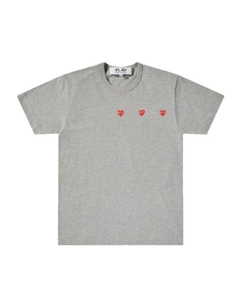 Play Comme des Garçons Triple Hearts Print T-shirt - Grau