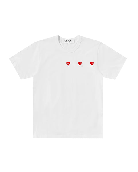Play Comme des Garçons Triple Hearts Print T-shirt - Weiss