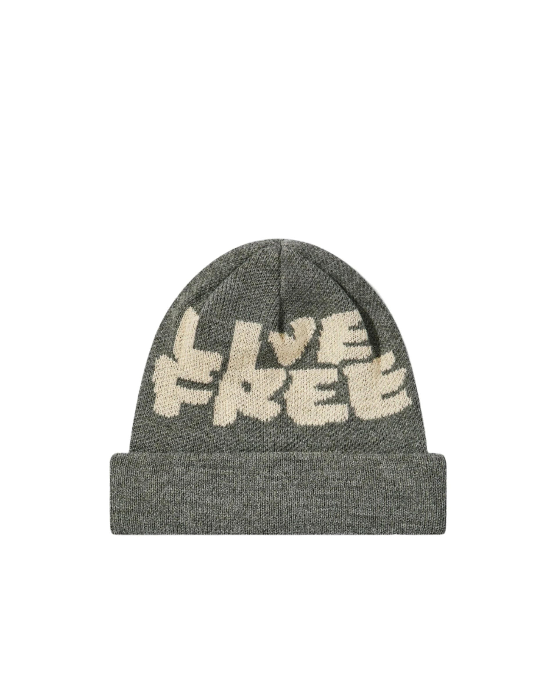 Comme des Garçons SHIRT ニット帽 LIVE FREE Comme Des Garçons Shirt Live Free Unisex Knit Beanie Gray FN