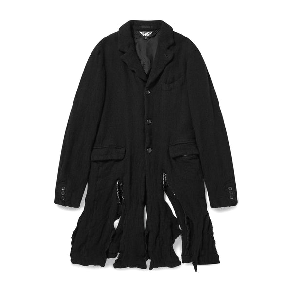 Black CDG Long Boiled Wool Jacket