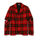 Black CDG Tartan Wool Buckled Sleeve Jacket