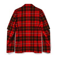 Black CDG Tartan Wool Buckled Sleeve Jacket