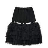 BLACK COMME des GARÇONS Zweilagiger Rock mit Schnallen – Schwarz, Gabardine und Tüll