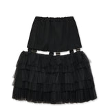 BLACK COMME des GARÇONS Zweilagiger Rock mit Schnallen – Schwarz, Gabardine und Tüll