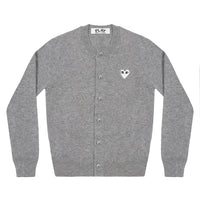 Play Comme des Garçons Ladies's Cardigan - Light Grey / White Heart