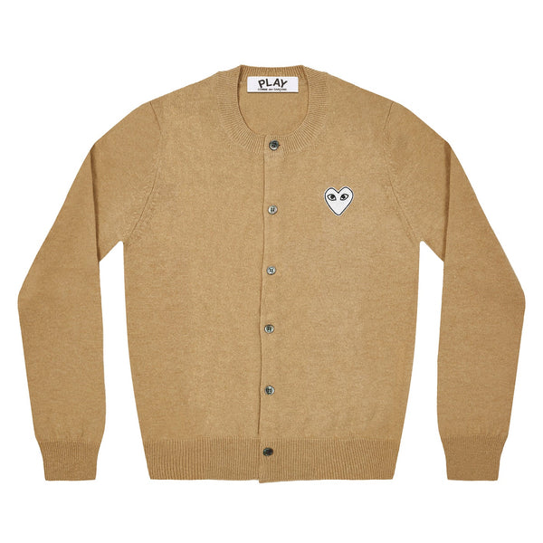 Play Comme des Garçons Ladies's Cardigan - Light Camel / White Heart