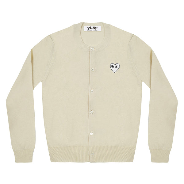 Play Comme des Garçons Ladies's Cardigan - Natural / White Heart