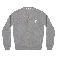 Play Comme des Garçons Men's Cardigan - Light Grey / White Heart