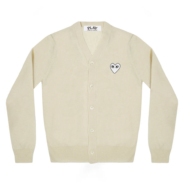 Play Comme des Garçons Men's Cardigan - Natural / White Heart