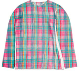 CDG SHIRT Tartan Overprint Pullover Print Pink Grey