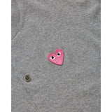 COMME des GARÇONS PLAY Rundhals-Ausschnitt Strickjacke – Grau, Kleines Pinkes Herz