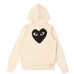 Comme des Garçons PLAY zip hoodie in ivory with black heart logo detail back