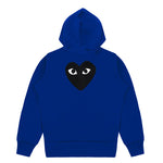 Comme des Garçons PLAY zip hoodie in blue with black heart logo detail back