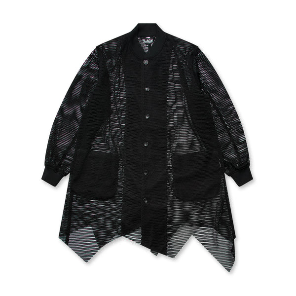 BLACK CDG  / RASCHEL MESH COAT / 1K-C001-S23-1
