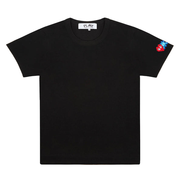 Play Comme des Garçons x Invader T-Shirt - Black / Pixelated Heart & Invader Icons