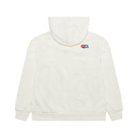 Play Comme des Garçons x Invader Zip Hoodie - Cremefarben / rotes Herz Logo / blaues Invader-Symbol