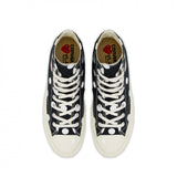 COMME des GARÇONS PLAY CONVERSE Chuck Taylor '70 High Top Sneaker – Polka Dots – Black, Red Heart