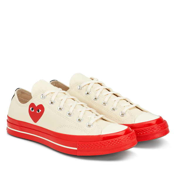 Converse x Comme des Gar ons PLAY Chucks LOW TOP RED SOLE Off