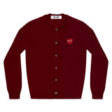 Play Comme des Garçons Ladies' Cardigan - Burgundy / Red Heart Emblem