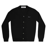 Play Comme des Garçons V-Neck Cardigan - Black / Black Heart Emblem