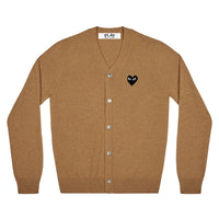 Play Comme des Garçons Cardigan - Light Camel / Black Heart Emblem