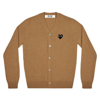 Play Comme des Garçons Cardigan - Light Camel / Black Heart Emblem