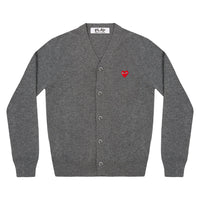 Play Comme des Garçons Cardigan - Grey / Small Red Heart Emblem