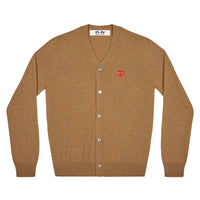 Play Comme des Garçons Cardigan - Brown / Small Red Heart Emblem