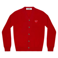 Play Comme des Garçons Cardigan - Red / Red Heart Emblem