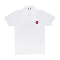 Play Comme des Garçons Polo Shirt - White / Red Heart Emblem