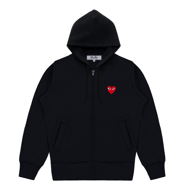 Play Comme des Garçons Zip Hoodie - Schwarz / rotes Herz Logo