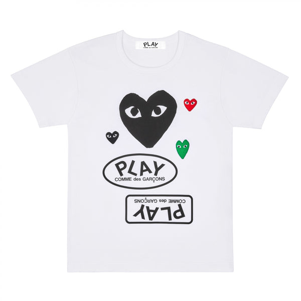 Play Comme des Garçons Logo T-Shirt - White / 1 Printed Big BLACK Hear ...