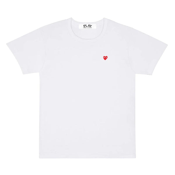 Play Comme des Garçons T-Shirt - White / Small Red Heart Emblem
