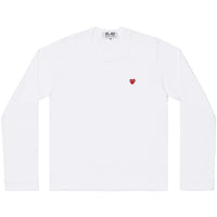 Play Comme des Garçons Longsleeve -  White / Small Red Heart Emblem