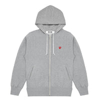 Play Comme des Garçons Zip Hoodie - Grau / kleines rotes Herz Logo