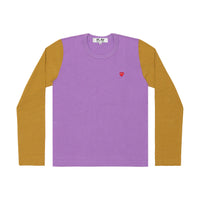 Play Comme des Garçons Bi-Color Series Longsleeve - Purple Olive / Small Red Heart Emblem
