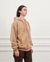 RASSVET / PACC10T028-1 / MEN LOGO ZIP HOODIE Khaki brown with white embroidery